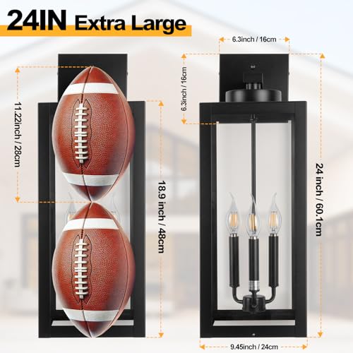 24" Extra Large Dawn to Dusk Outdoor Light Fixture Closed Bottom 3 (2 Count)