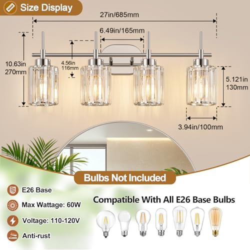 Modern K9 Crystal Bathroom Vanity Light Fixtures