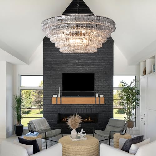 47 Inch Round Chandelier Clear Glass
