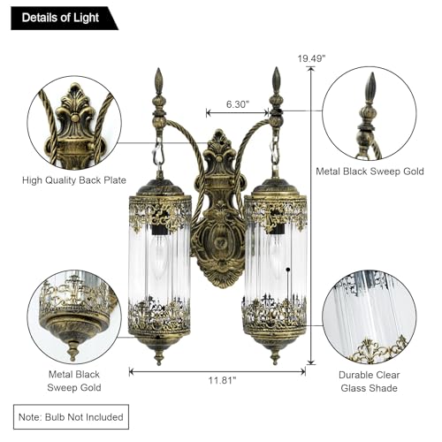 Antique Gothic Glass Wall Sconce for Bedroom