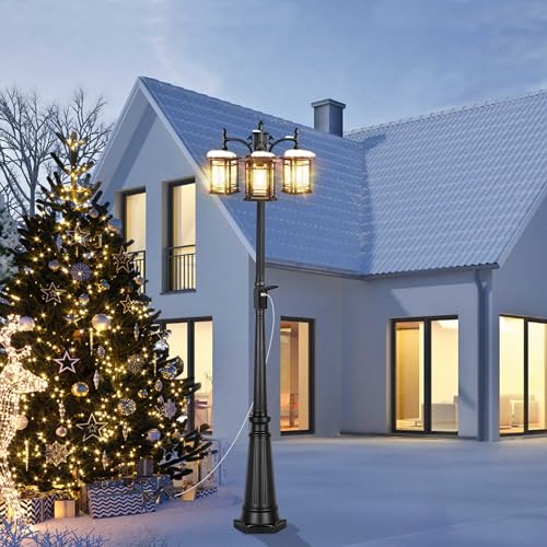 Dusk to Dawn Outdoor Lamp Post Lights with GFCI Outlet (3 Count)