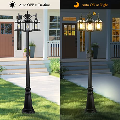 Dusk to Dawn Outdoor Lamp Post Light with 3 LED Bulbs