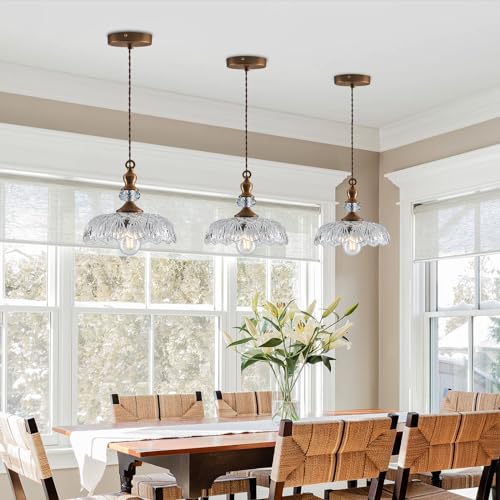 Vintage Glass Pendant Light Fixture 3 (3 Count)