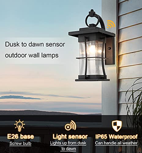 Dusk to Dawn Outdoor Wall Lantern Exterior Light Fixtures Wall Mount Porch Light with Photocell Sensor Waterproof Outside Wall Lights for House