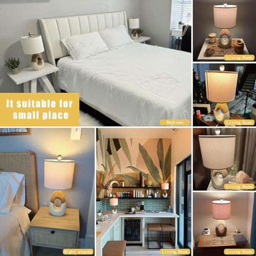 19'' Small Boho Table Lamps for Bedroom Set of 2 for Bedside