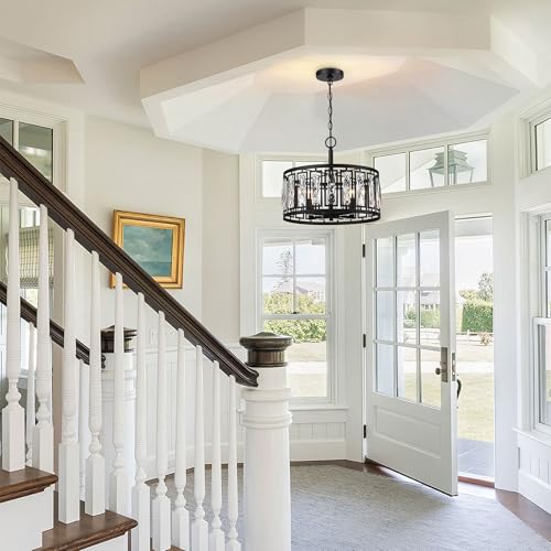 Modern Black Crystal Chandeliers for Dining Room