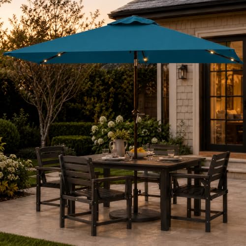 6.5 x 10ft Rectangular Patio Umbrella with Solar Lights