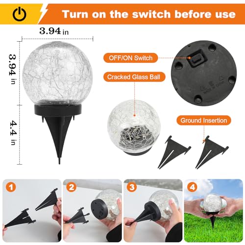 Solar Globe Lights Outdoor Waterproof (4 Count)