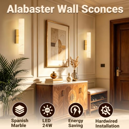 20in Natural Alabaster Wall Sconces