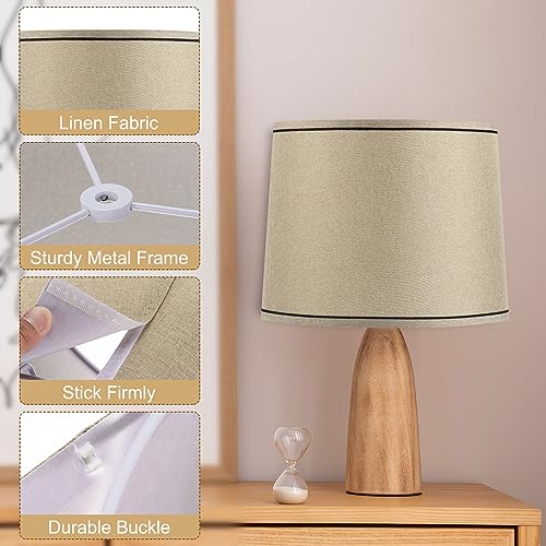 Lamp shades for Table Lamps 11.4" Top x 12.6" Bottom x 9.8" High Drum Lamp shades for Floor Lamps Medium Linen Lampshade Easy Assembly for Lamp Replacement