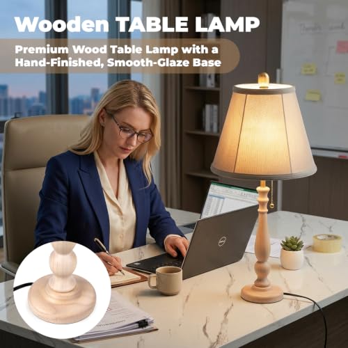 Farmhouse Table Lamps Rustic Bedroom Lamps 24.41" Wood Bedside Lamp
