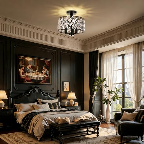 Black Crystal Ceiling Light