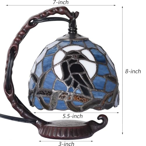 L12011 Raven Tiffany Style Stained Glass Mini Table Lamp
