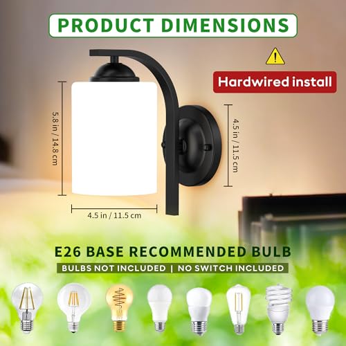 Black Wall Sconces Lights for Bathroom (2 Count)