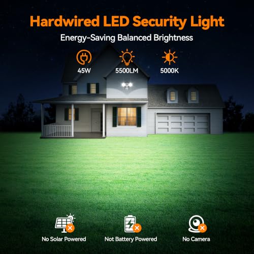 45W 5500LM PIR Motion Sensor Outdoor Lights