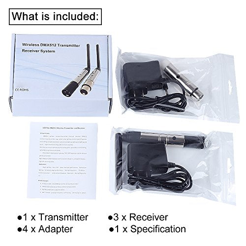 4pcs DMX512 DMX Dfi DJ 2.4G Wireless 3 Receiver with Light Dome & 1 Transmitter LED Lighting Control Short version for LED Stage Par Party Light