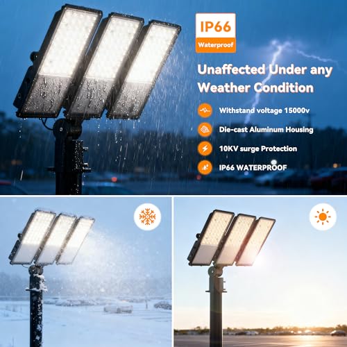 300W Upgraded LED Parking Lot Light with Photocell 45000lm 5000K