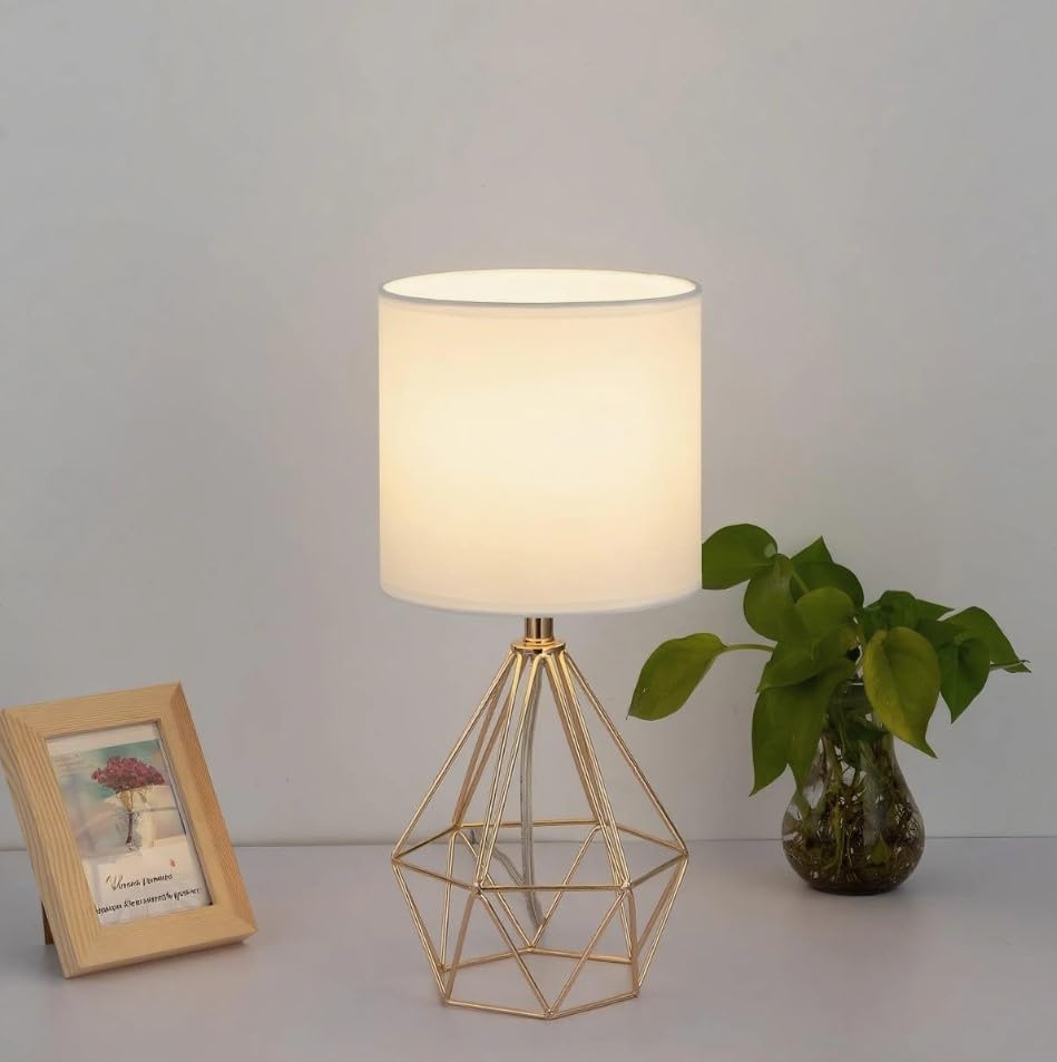 Gold Modern Hollow Out Base Bedroom Small Table Lamp