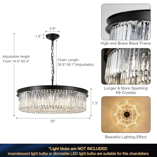 30" Modern Crystals Chandelier 12