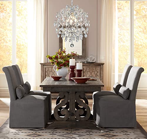 Chandelier Crystal Raindrop Lighting Ceiling Light Fixture Lamp for Dining Room Bathroom Bedroom Livingroom Entryway 3 E12 Bulbs Required D16 in x H18 in