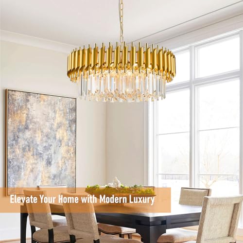 Gold Crystal Chandelier Round Chandeliers 24" with 5