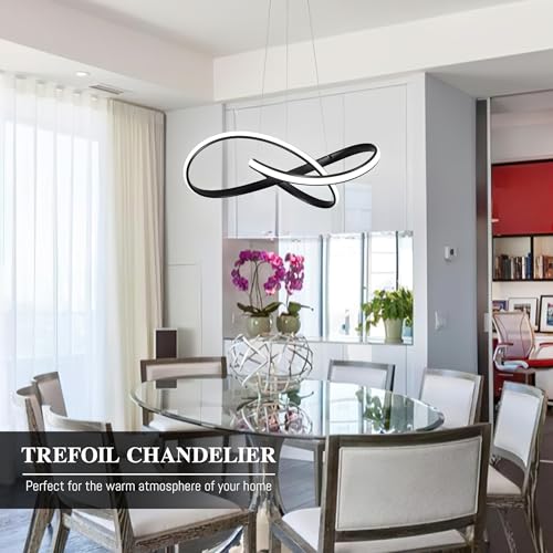 LED Chandelier Modern Pendant Light Contemporary Chandelier Ring Light Fixture Black with 3000K