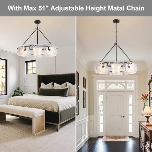 26.5" Black Glass Chandeliers for Dining Room