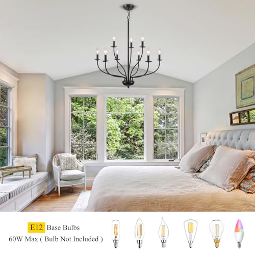 Black Farmhouse Chandelier for Dining Room Light Fixtures 9