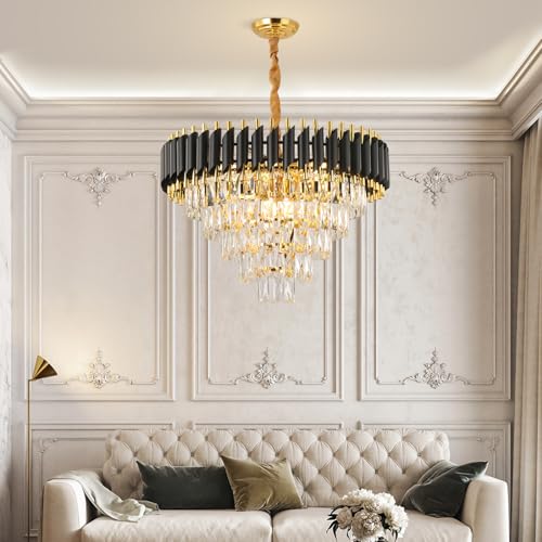 24” Gold and Black Crystal Chandelier