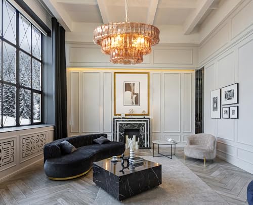 Modern Amber Glass Chandelier