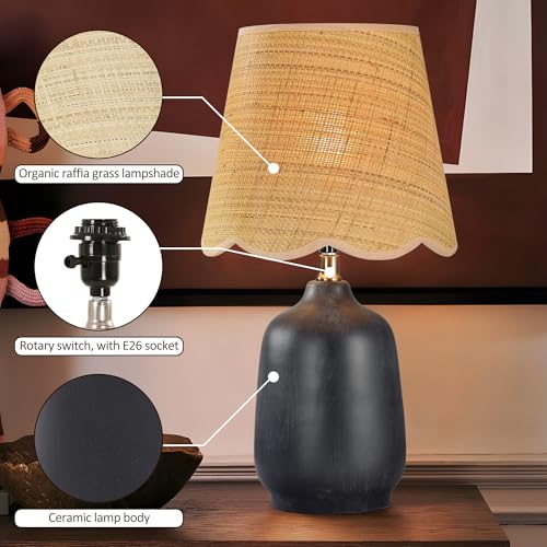 Set of 2 19" Modern Ceramic Table Lamp for Living Room Cream Base Desk Lamps for Bedroom Farmhouse Bedside Nightstand Lamp End Table Lamps (2 Count)
