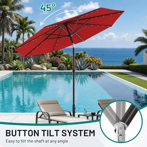 9FT Patio Umbrella with Solar Lights