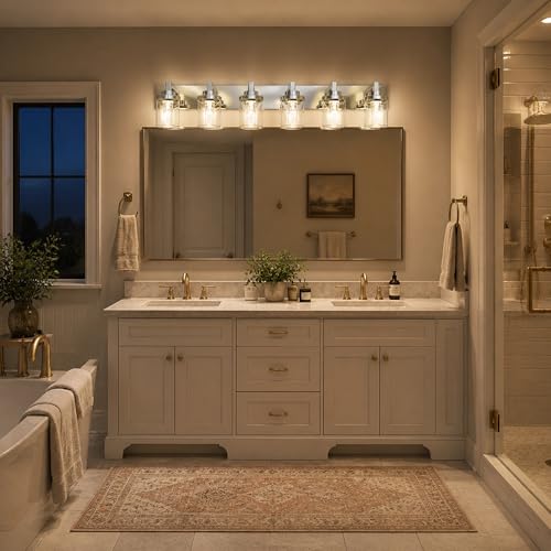 6 Light LED Bathroom Light Fixtures Chrome