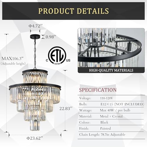24" Modern Crystal Chandeliers