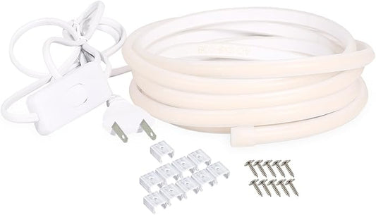 Waterproof LED Strip Lights 16.4 ft IP67 Cuttable Rope Lights 5M AC 110V 120V Light Stip 320LEDs 3000K Super Bright Warm White with US Plug for Bedroom Kitchen Under Cabinet Closet Mirror