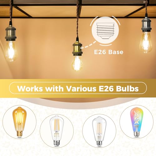 E26 Edison Vintage Lamp Socket for DIY Lighting (10 Count)