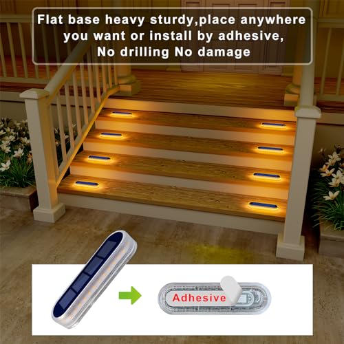 Solar Step Lights Outdoor IP68 Waterproof 4 Pack Warm White Bar (4 Count)