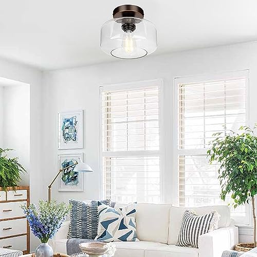 Industrial Semi Flush Mount Ceiling Light Oil Rubbed Bronze