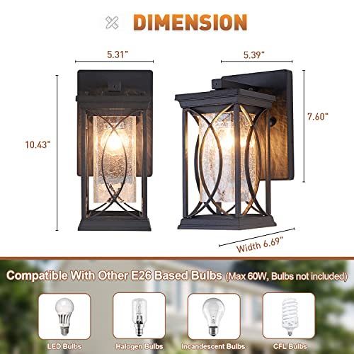 Dusk to Dawn Outdoor Wall Lanterns Small Modern Exterior Light Fixture Aluminum with Crack