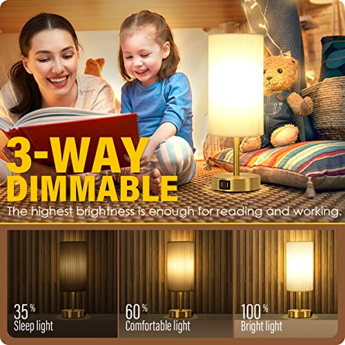 Bedside Lamp with USB A+C Charging Ports Set of Two