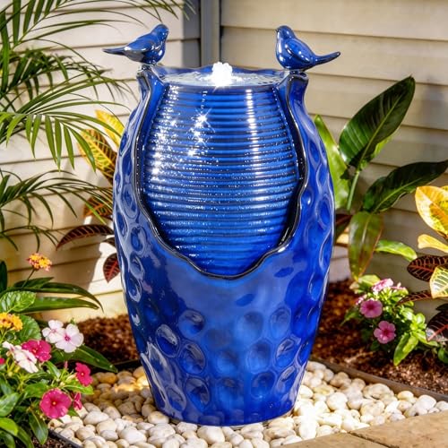 23.5" H Ceramic Jar Outdoor Fountain