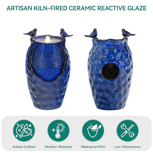 23.5" H Ceramic Jar Outdoor Fountain