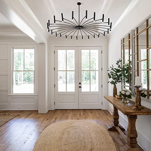 Lighting 24 Lights Black Metal Sputnik Chandelier Mid Century Modern Flush Mount Ceiling Light Fixture Farmhouse Vintage Kitchen Island Sputnik Chandelier Lighting