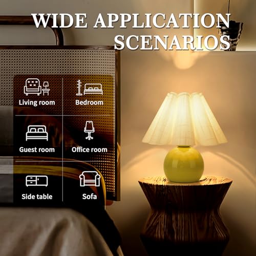 Green Small Bedside Mini Table Lamp for Bedroom