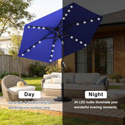 Solar Led Patio Umbrella with 24 Lights 7.5FT