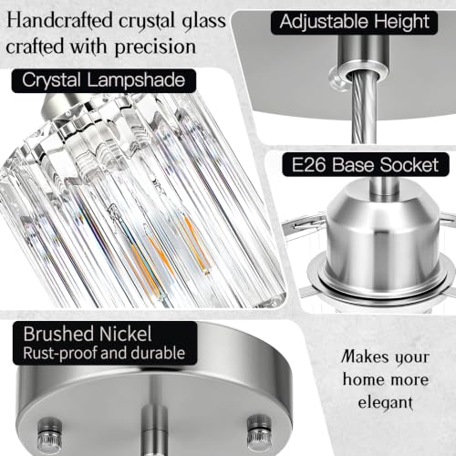 3 Pack Pendant Lights Kitchen Island Brushed Nickel Pendant Light