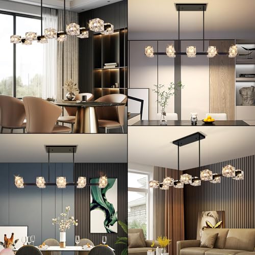 Modern 10 Light Chandelier Light Fixture with Crystal Cube Shade (10 Count)