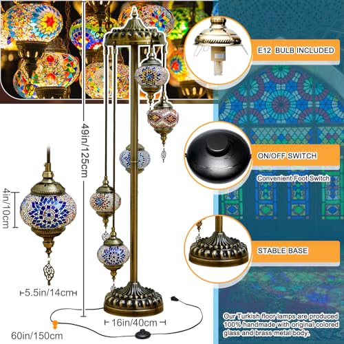 Turkish Floor Lamp Moroccan Lamp 5 Globes Style