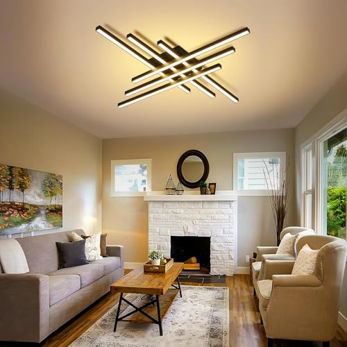 43" Black Modern LED Ceiling Light Fixtures With Remote