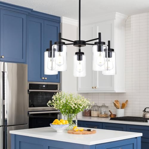 5 Light Contemporary Chandeliers Black Modern Lighting Fixtures Hanging